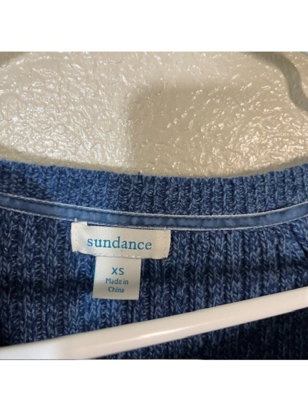 Sundance Catalog Sweater Womens XS Chunky Cozy Blue Knit Cotton Pullover NWOT - Picture 3 of 5